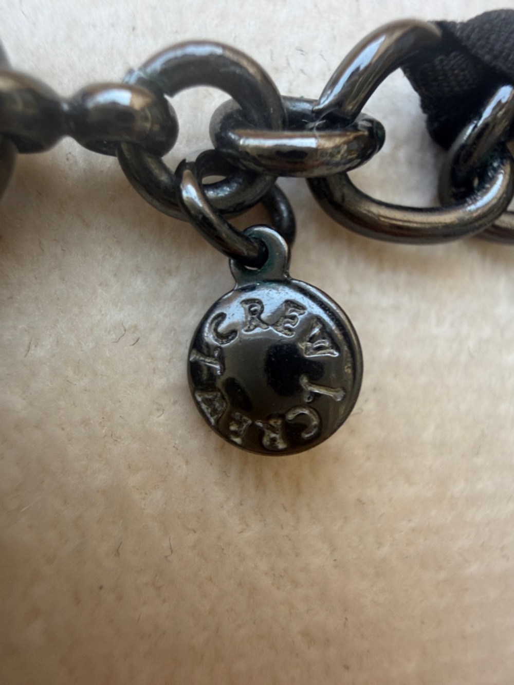 J. CREW Vtg Black Braided Ribbon Chain & Crystals Adjustable Statement Necklace - Picture 6 of 6